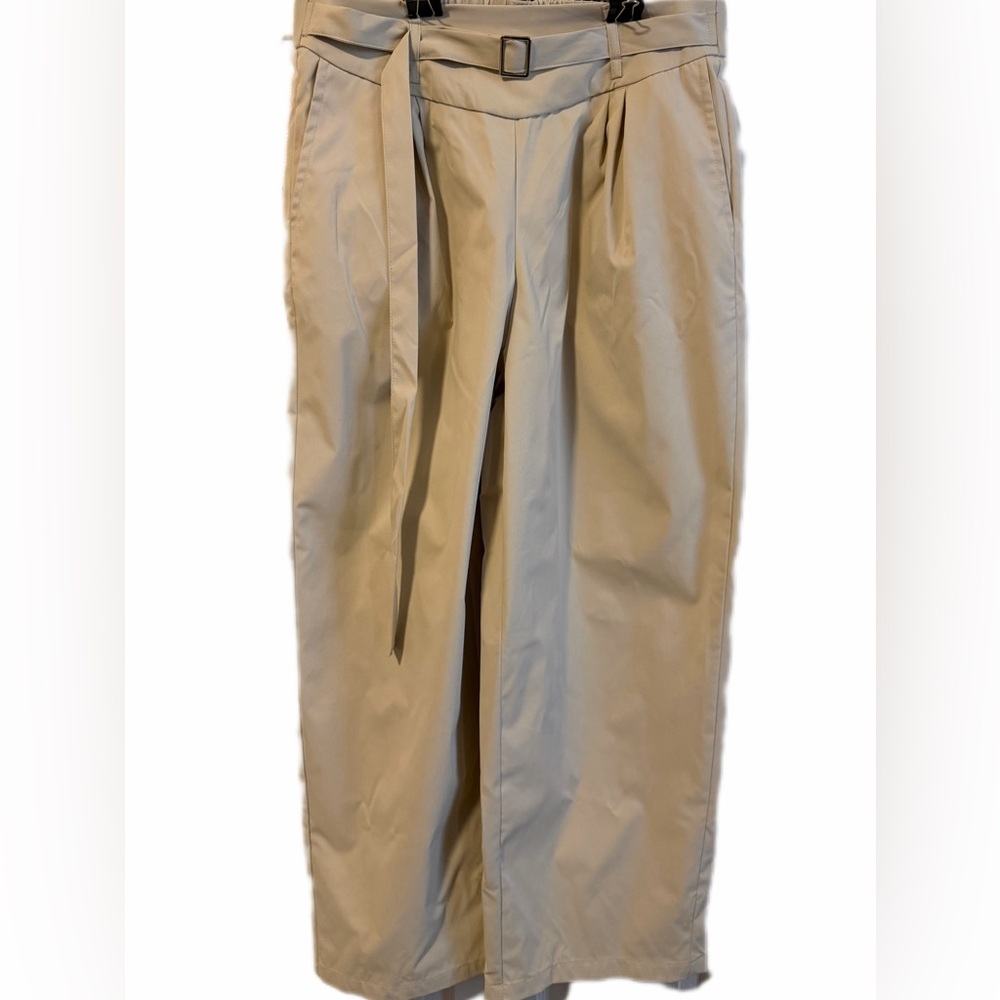 Beige Wide-Leg Trousers with Belt